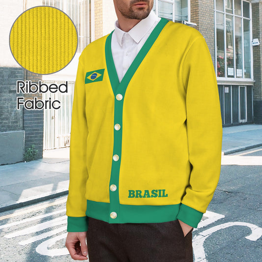 Brazil Flag Inspired Men's Cardigan