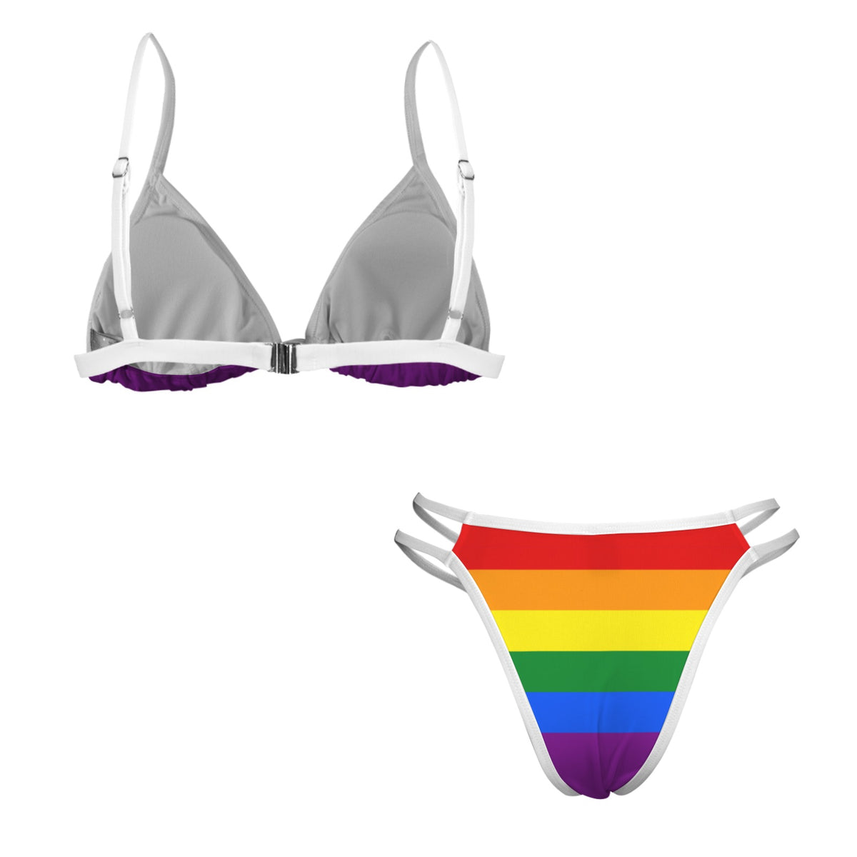 Rainbow Flag Inspired Double-Strap Triangle Bikini Set Style-1