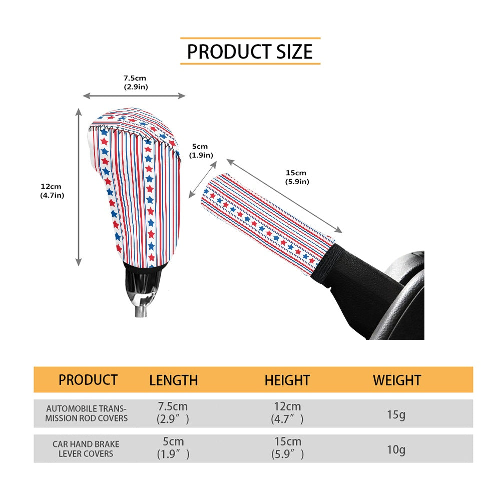 USA/American Flag Inspired Stars & Stripes Pattern Gear Lever Cover+Hand Brake Cover