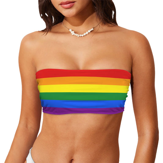 Rainbow Flag Inspired Bandeau Tube Bikini Top