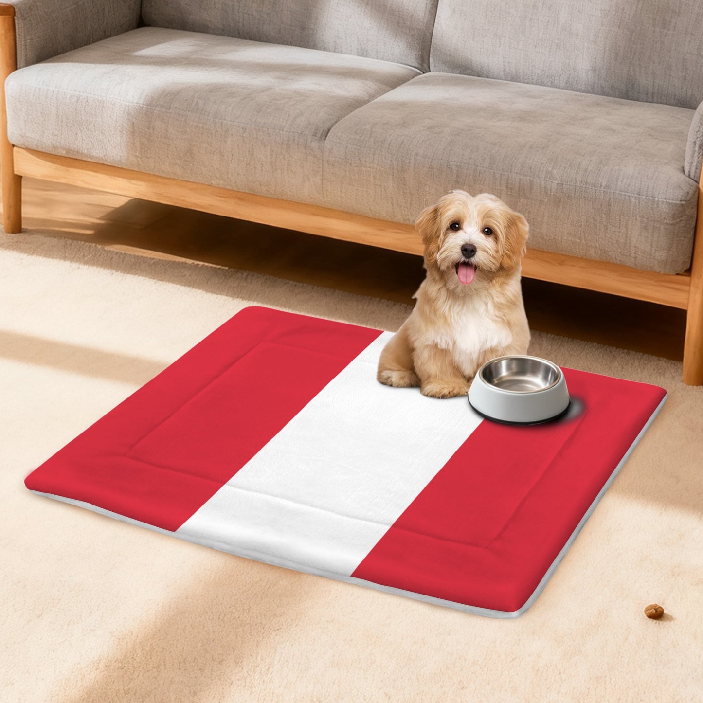 Peru Flag Inspired Pet Mat 25x18inch (Made in the USA)