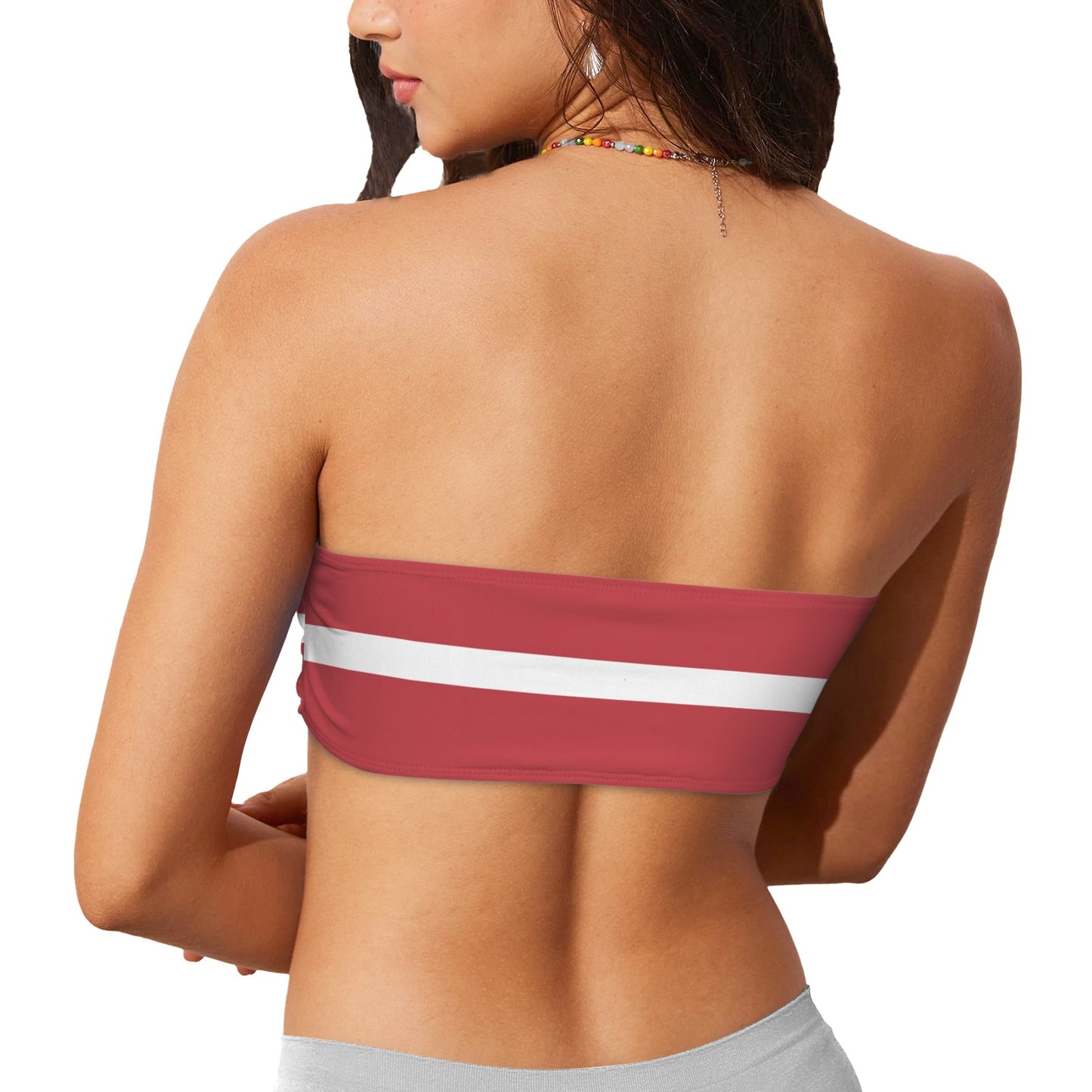 Denmark Flag Inspired Bandeau Tube Bikini Top