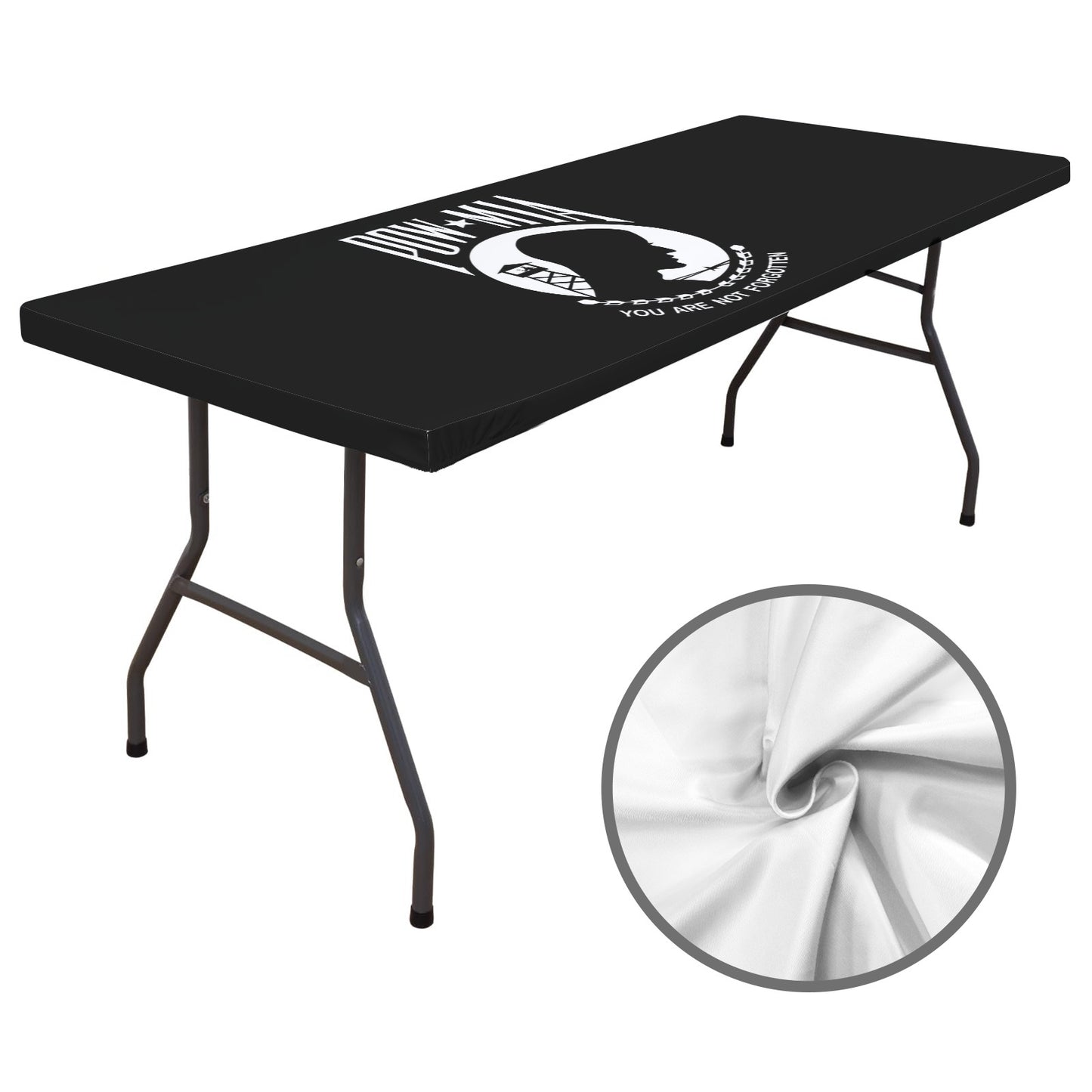 POW/MIA Flag Inspired Custom Elastic Fitted Tablecloth 72x30 inch (Made in the USA)