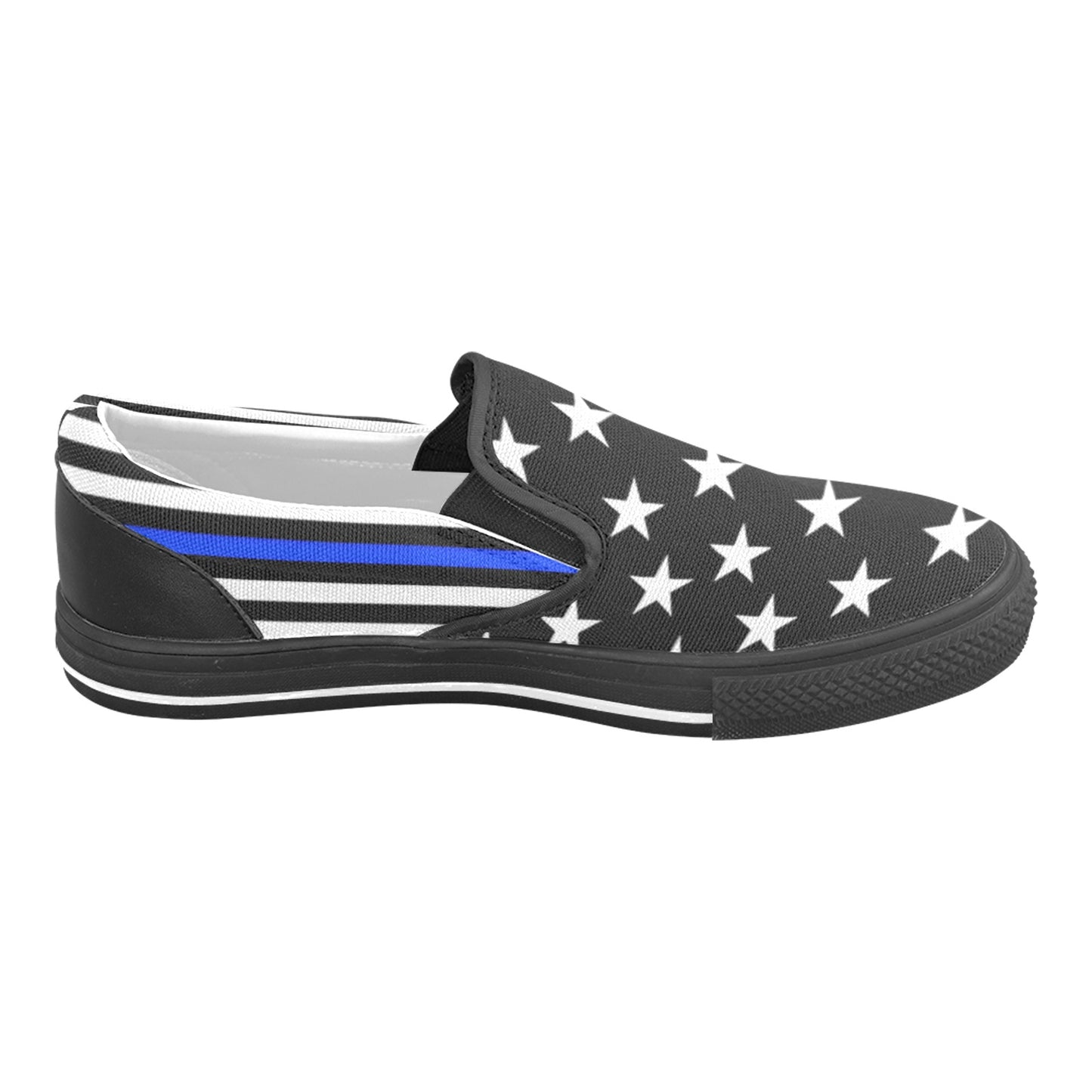Thin Blue Line Flag Inspired Slip-on Canvas Kid's Shoes