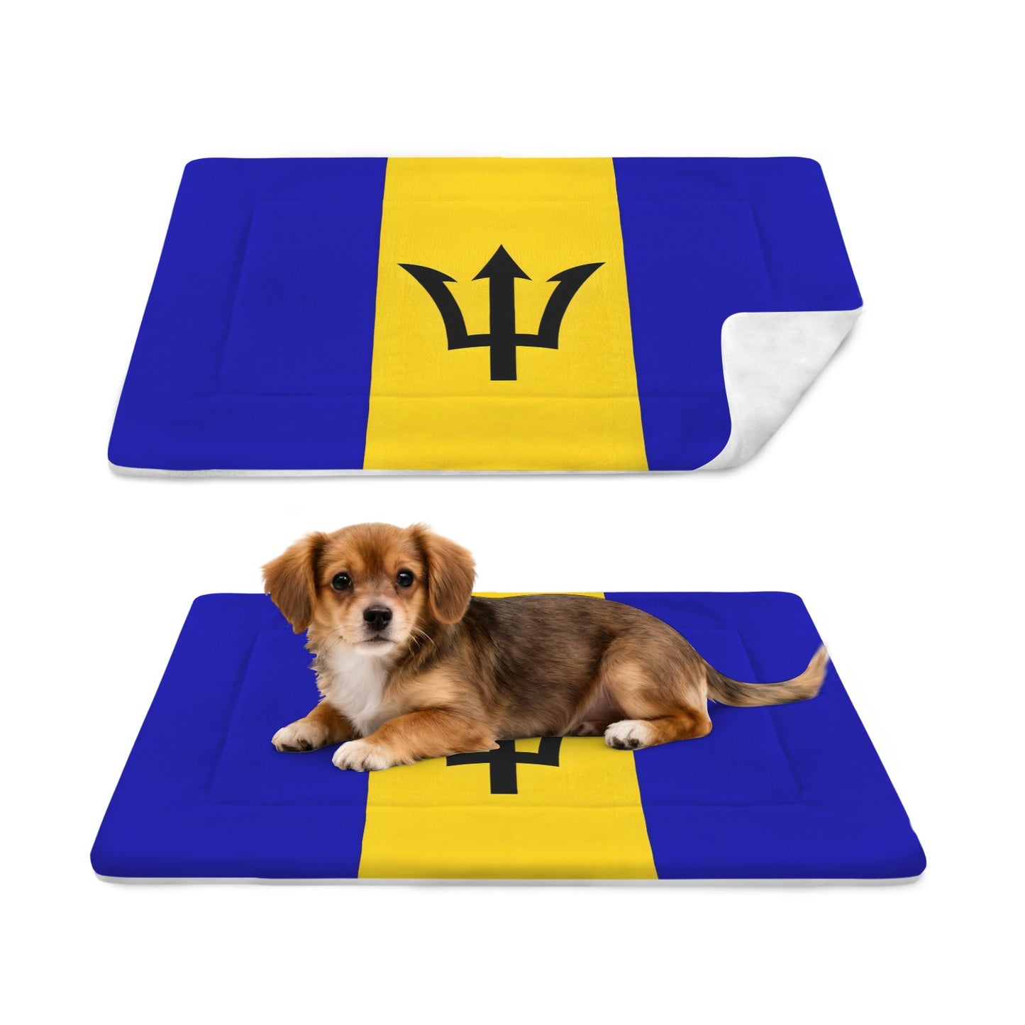Barbados Flag Inspired Pet Mat 25x18inch (Made in the USA)