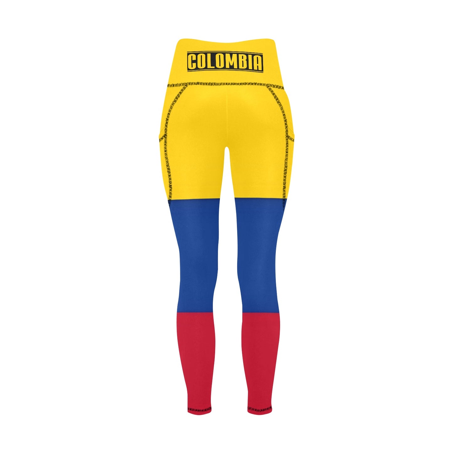 Colombia Flag Inspired Women's High Waist Leggings with Pockets