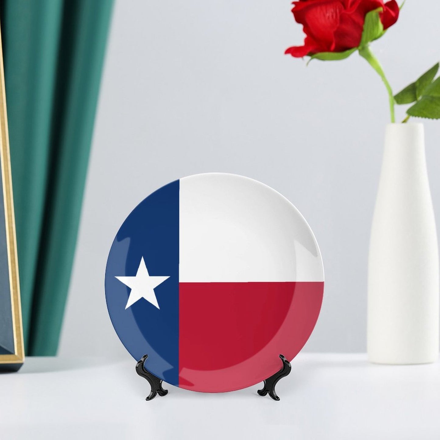 Texas Flag Inspired Bone China Decorative Plate
