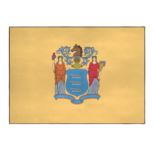 New Jersey Flag Inspired 84x60 Inch Area Rug with Black Binding (Made in the USA)