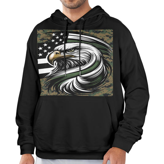 Thin Green Line Flag Inspired Eagle Men's Hoodie (Made in the USA)