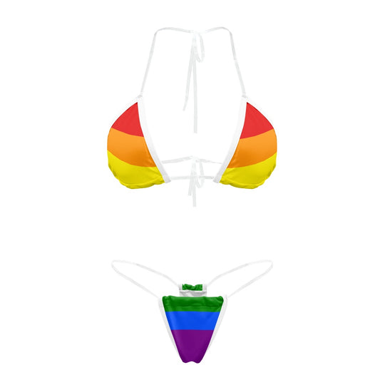 Rainbow Flag Inspired Transparent String Bikini Style-2