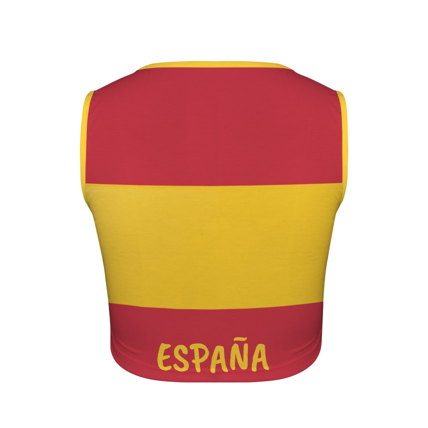 Spain Flag Inspired Square Neck Crop Tank Tops