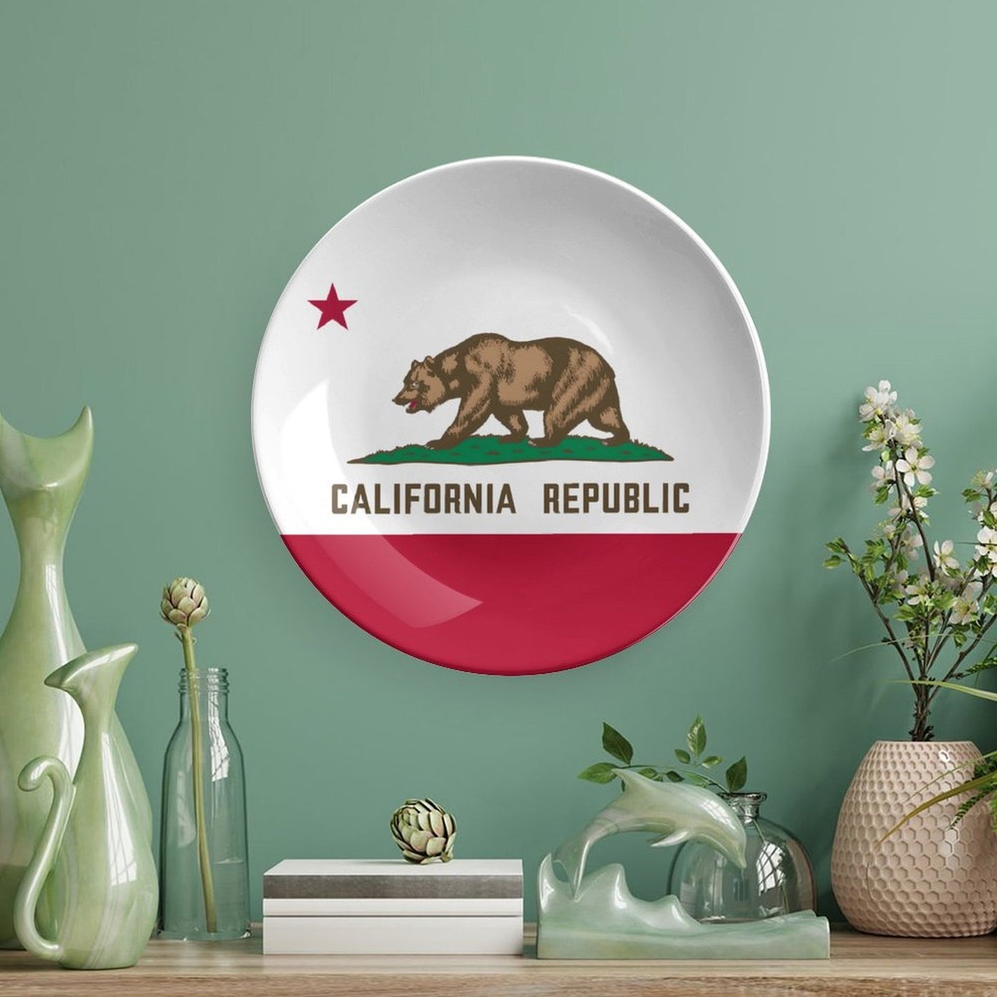 California Flag Inspired Bone China Decorative Plate