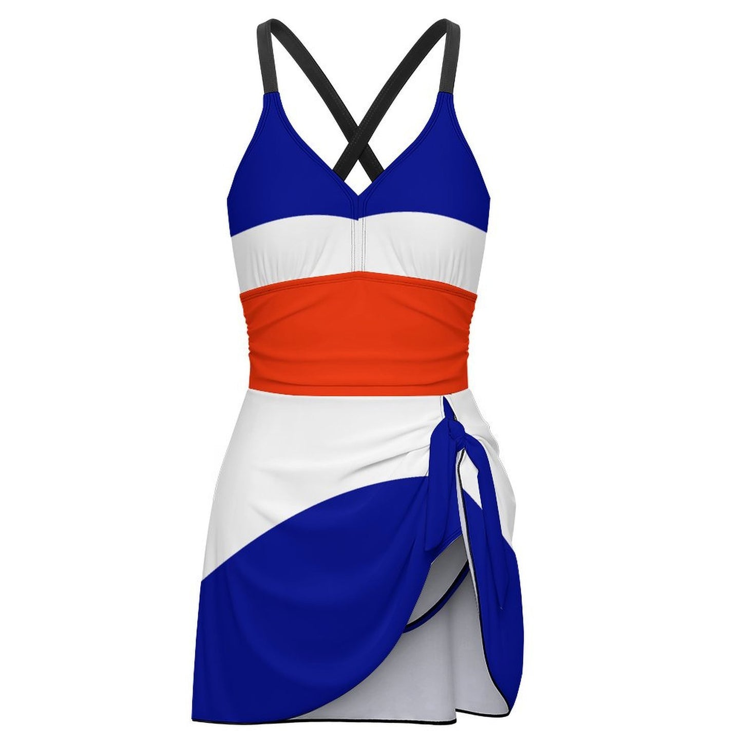 Costa Rica Flag Inspired Women's Hem Tie One-piece Swimsuit