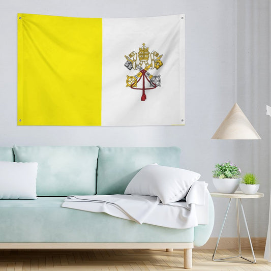 Vatican City Flag Inspired Wall Mount Flag with Four Grommets (35x59 in)