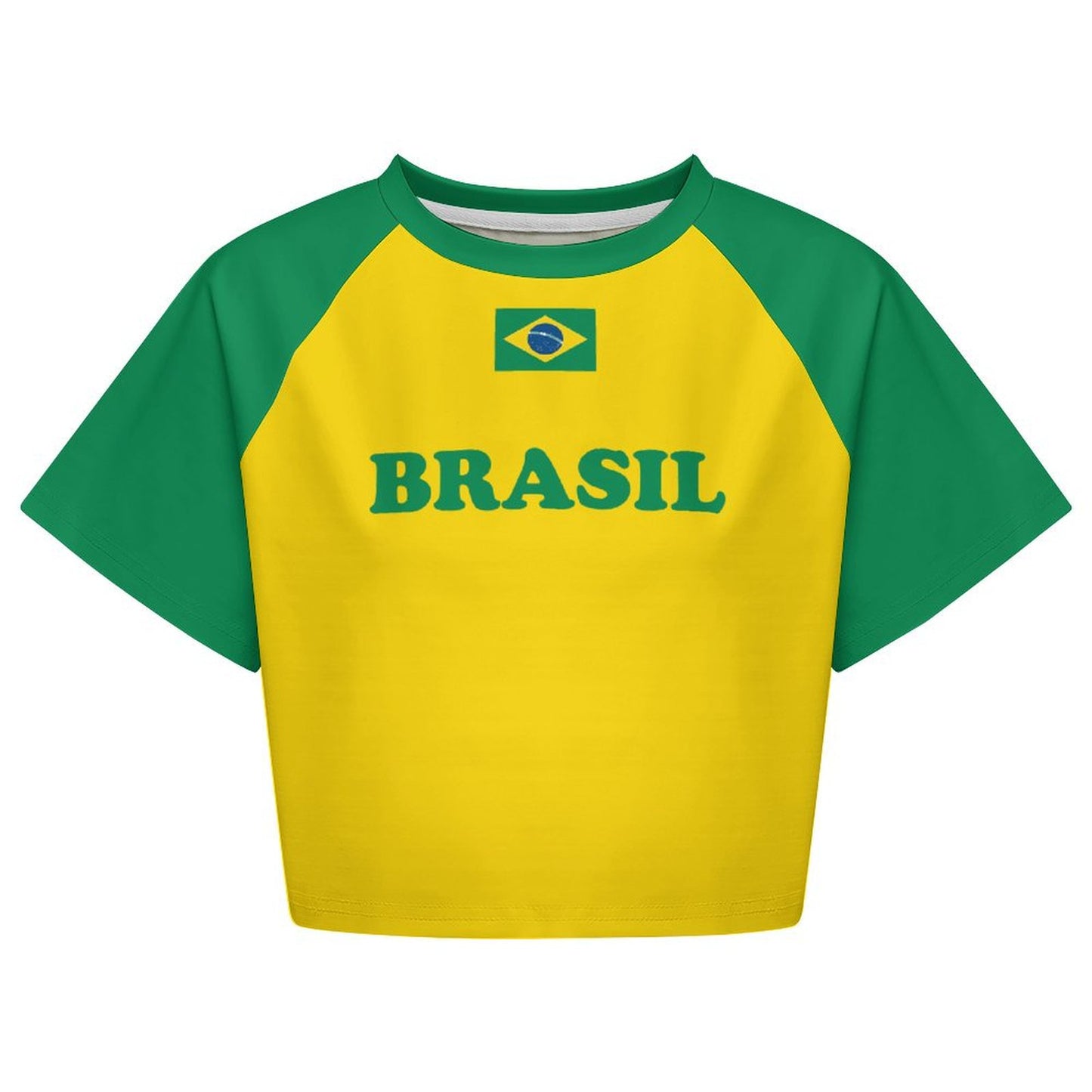 Brazil Flag Inspired Women's Cropped Shirt