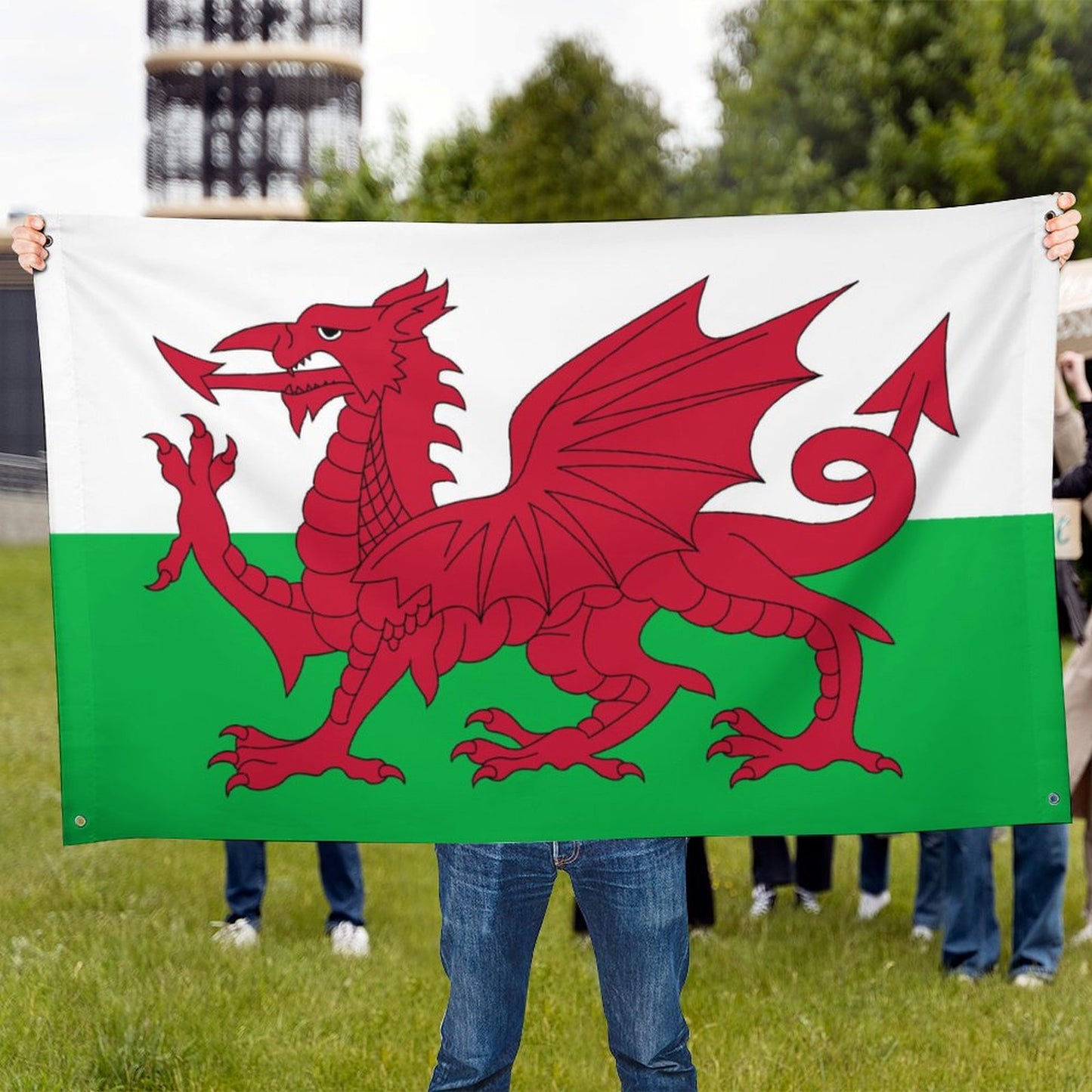 Wales Flag Inspired Wall Mount Flag with Four Grommets (35x59 in)