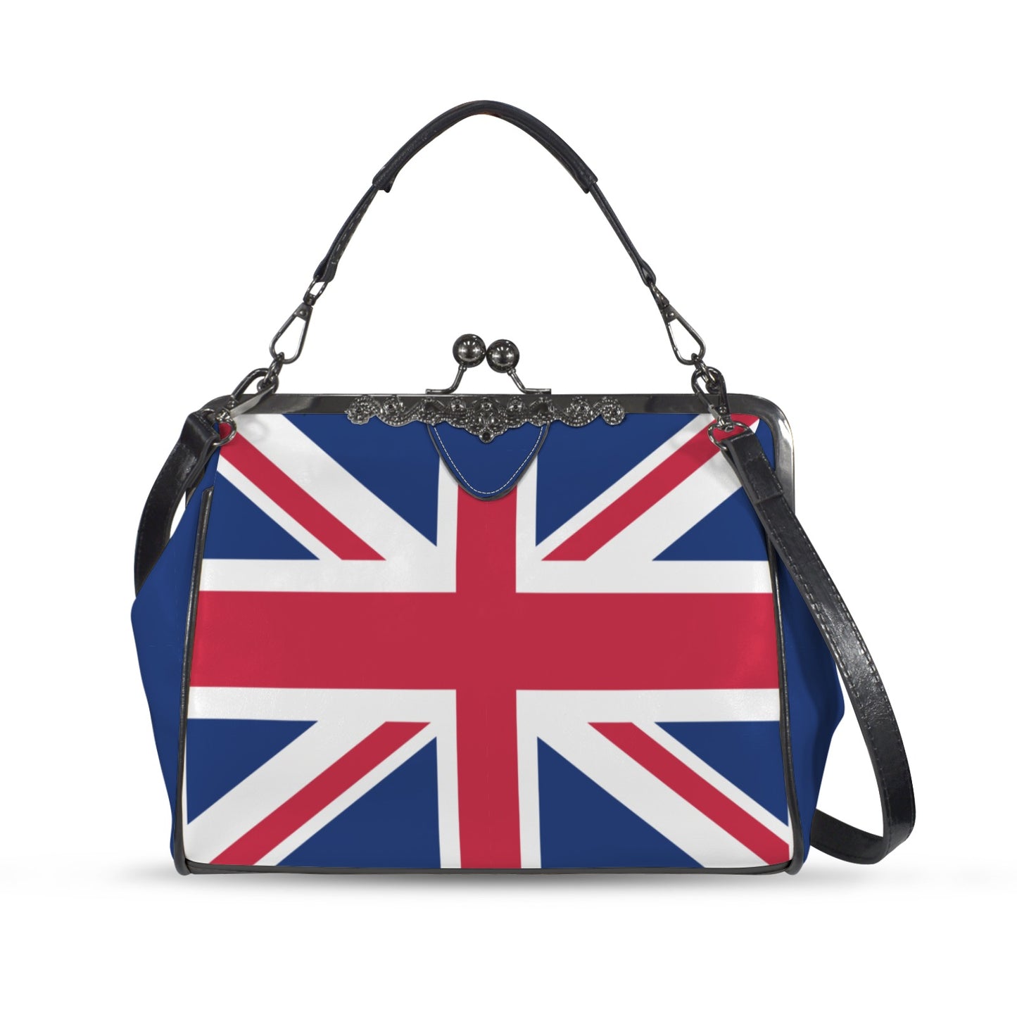 UK/Great Britain Flag Inspired Kisslock Crossbody Shoulder Bag
