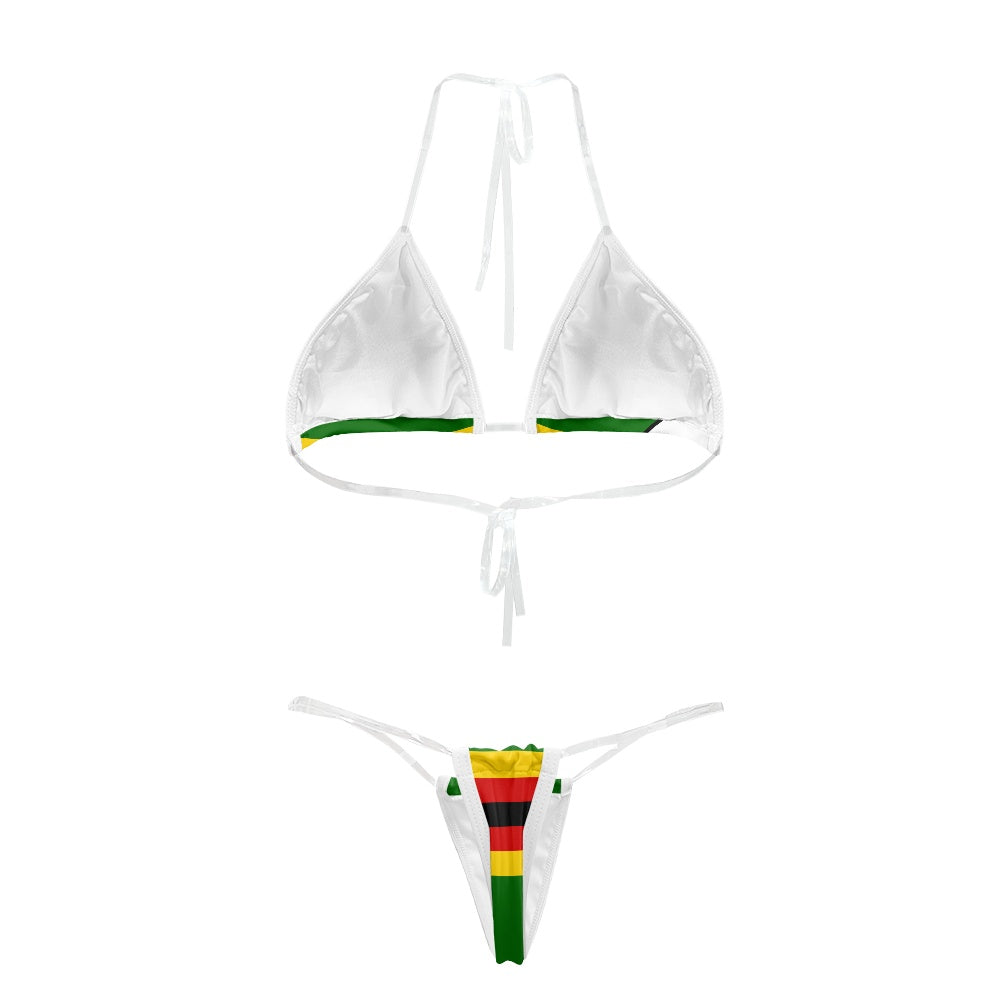Zimbabwe Flag Inspired Transparent String Bikini