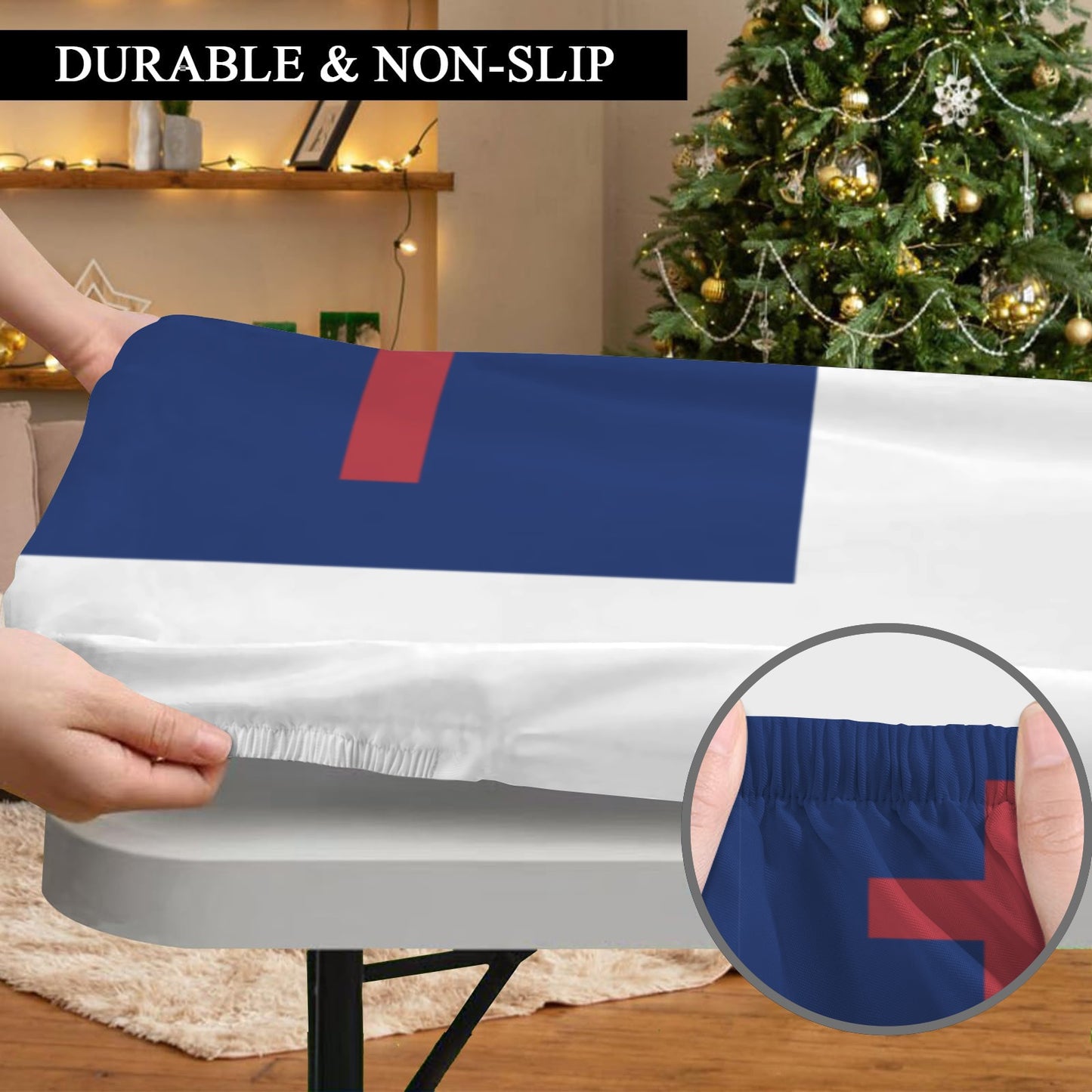 Christian Flag Inspired Custom Elastic Fitted Tablecloth 72x30 inch (Made in the USA)