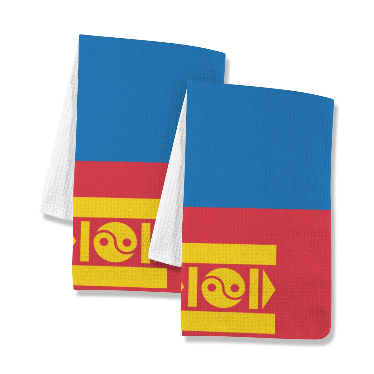 Mongolia Flag Inspired Kitchen Towel 40X60cm (Pack of 2) | Printed In the USA