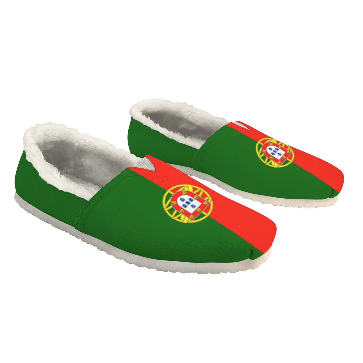 Portugal Flag Inspired Women's Fleece-Lined Canvas Slip-On