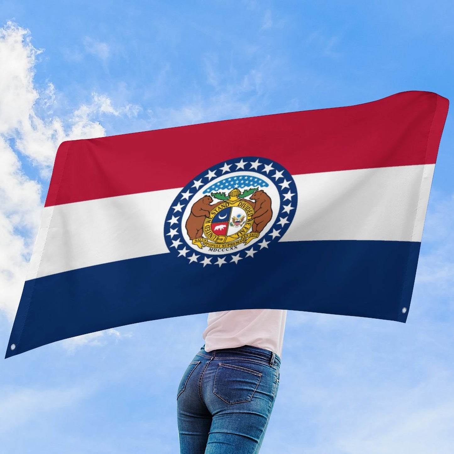 Missouri Flag Inspired Wall Mount Flag with Four Grommets (35x59 in)