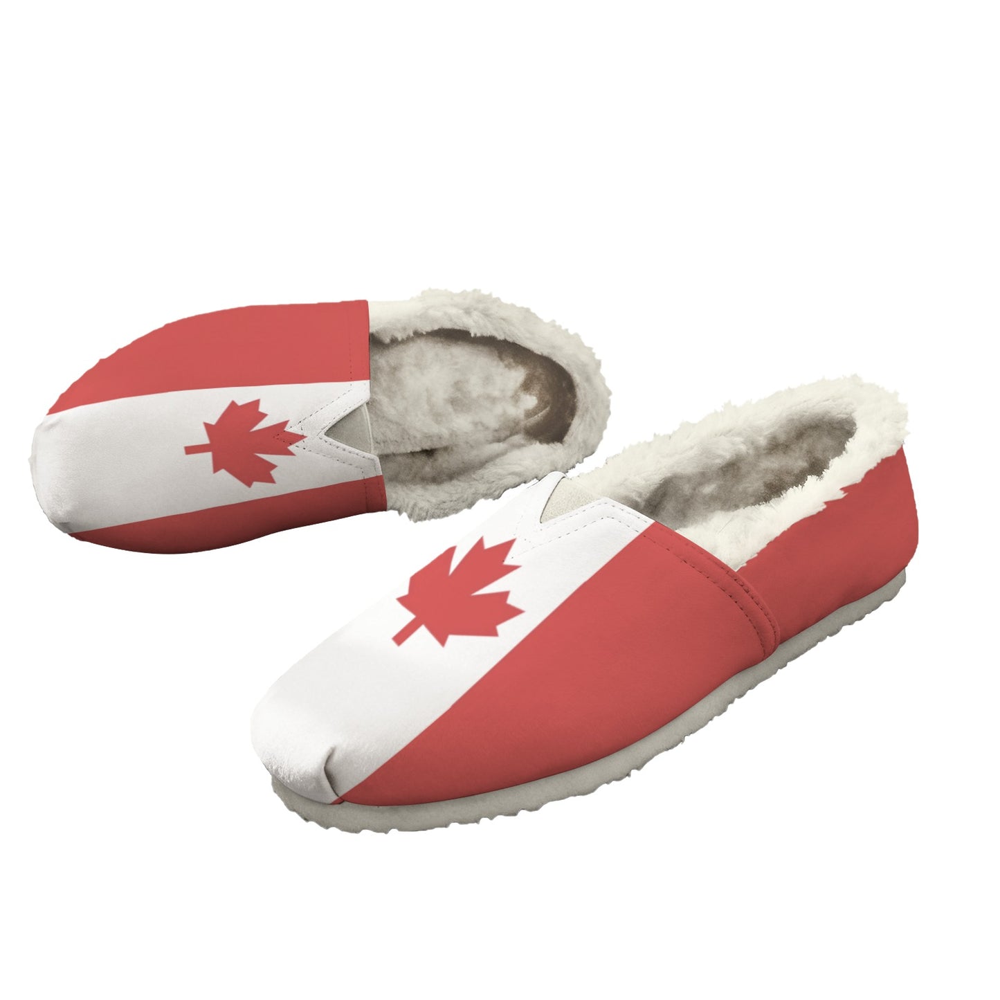 Canada Flag Inspired Women's Fleece-Lined Canvas Slip-On