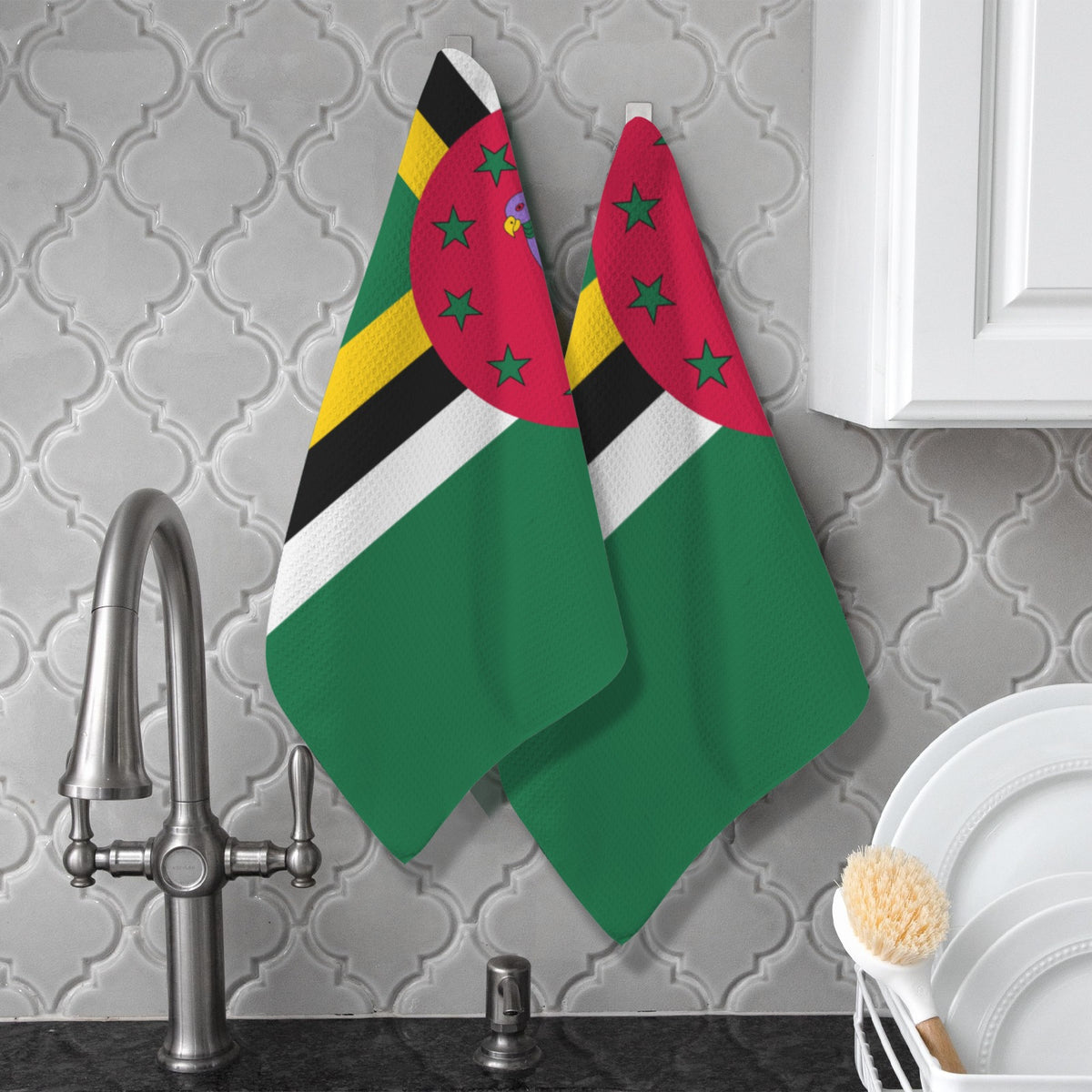 Dominica Flag Inspired Kitchen Towel 40X60cm (Pack of 2) |Printed In the USA