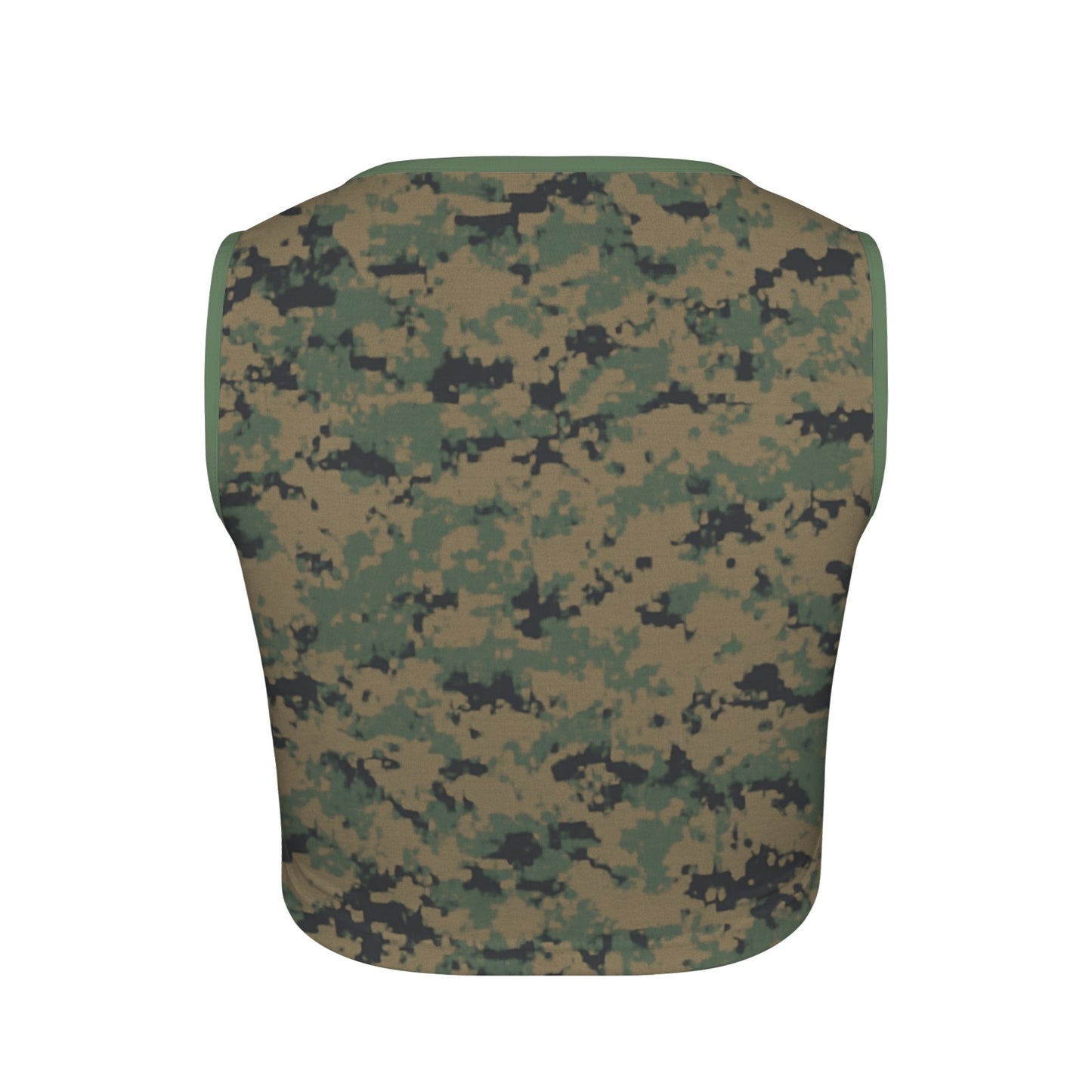 Thin Green Line Flag Inspired Eagle on Digital Camo Square Neck Crop Tank Tops