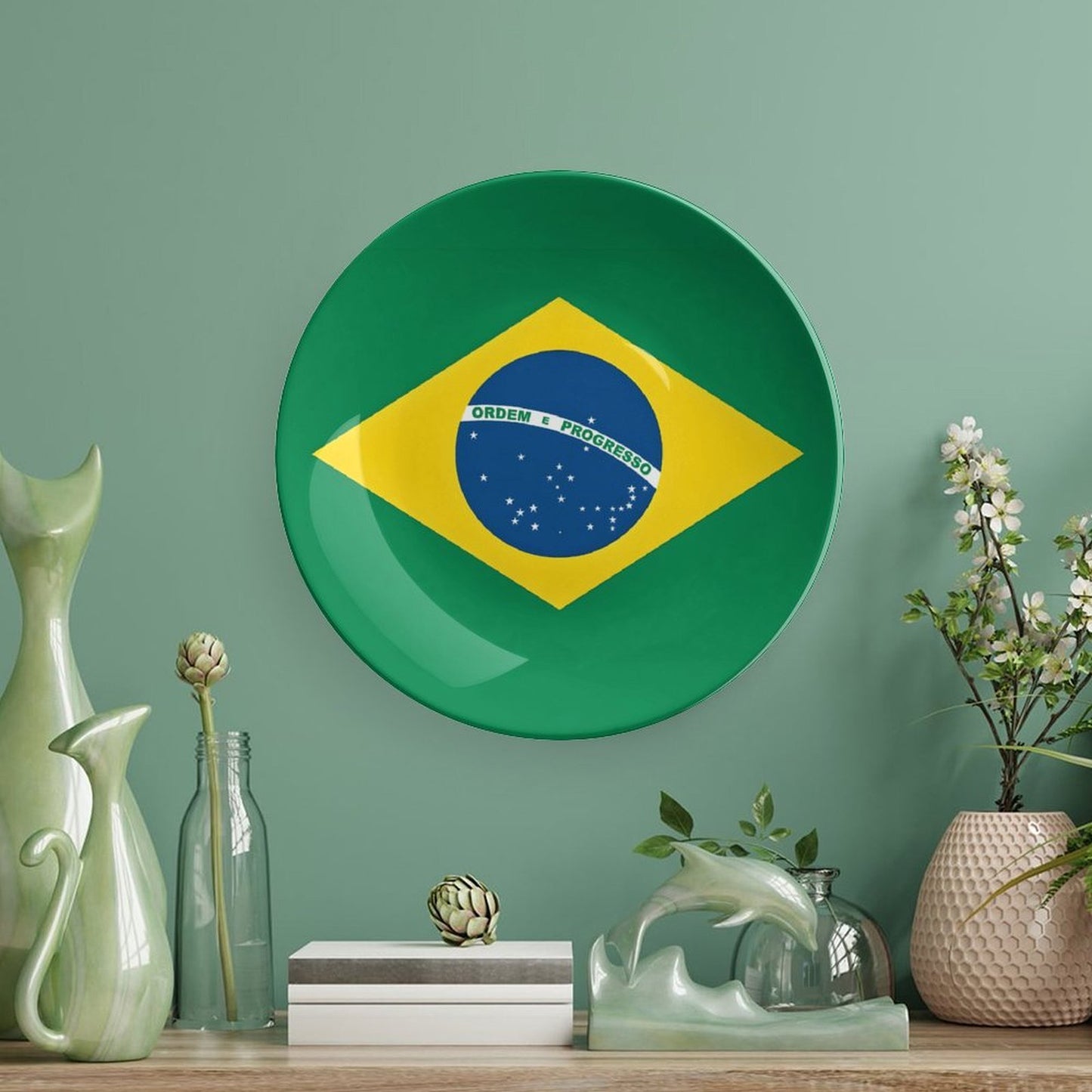 Brazil Flag Inspired Bone China Decorative Plate