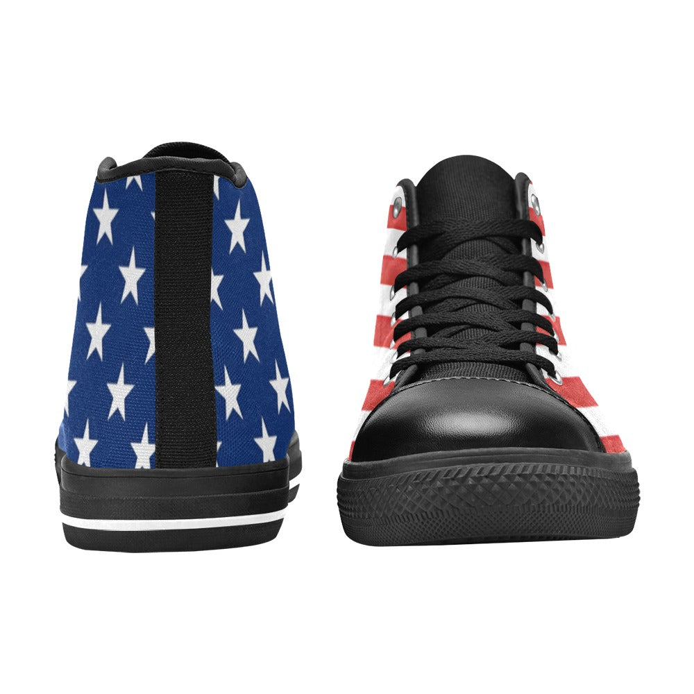 USA/American Flag Inspired Kid's High Top Canvas Shoes