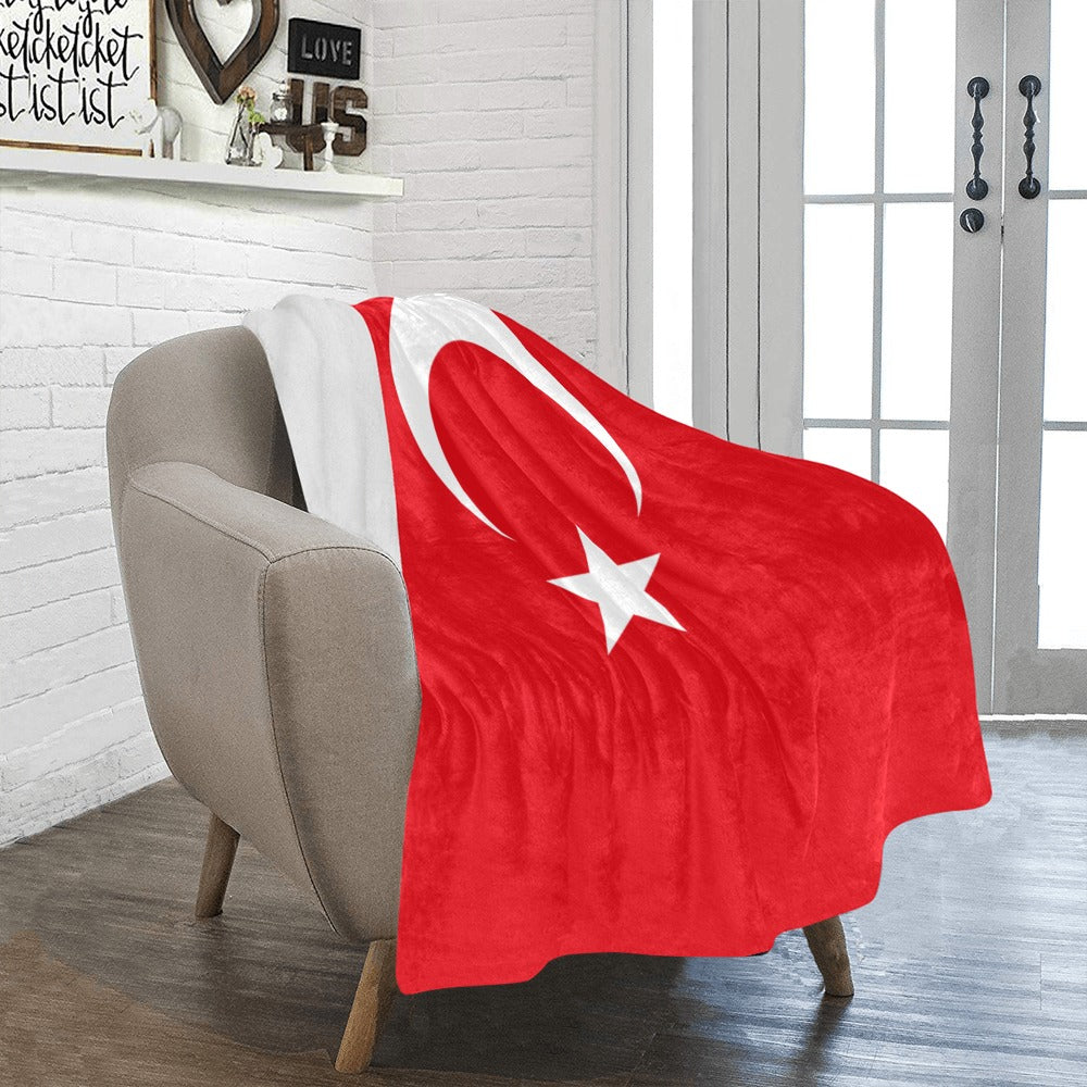 Turkish flag blanket on chair, by Luv My Flag.