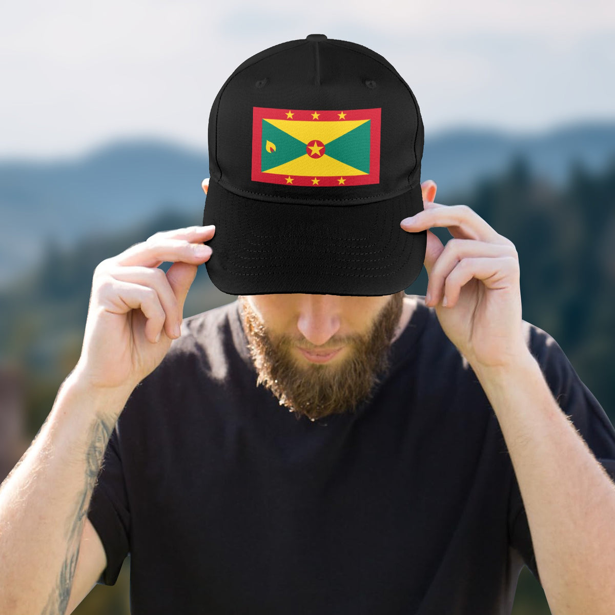 Grenada Flag Inspired Baseball Cap | Printed in the  USA