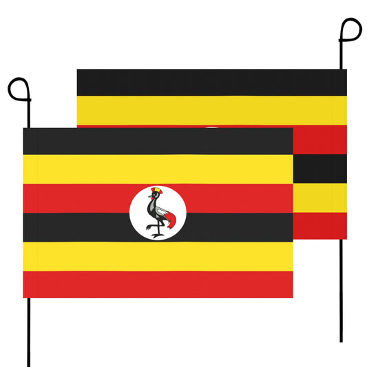 Two Uganda flags with crested crane, Luv My Flag.