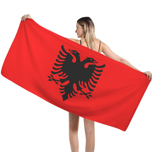 Albania Flag Inspired Custom Bath Towel 29"x58"(Made in USA)
