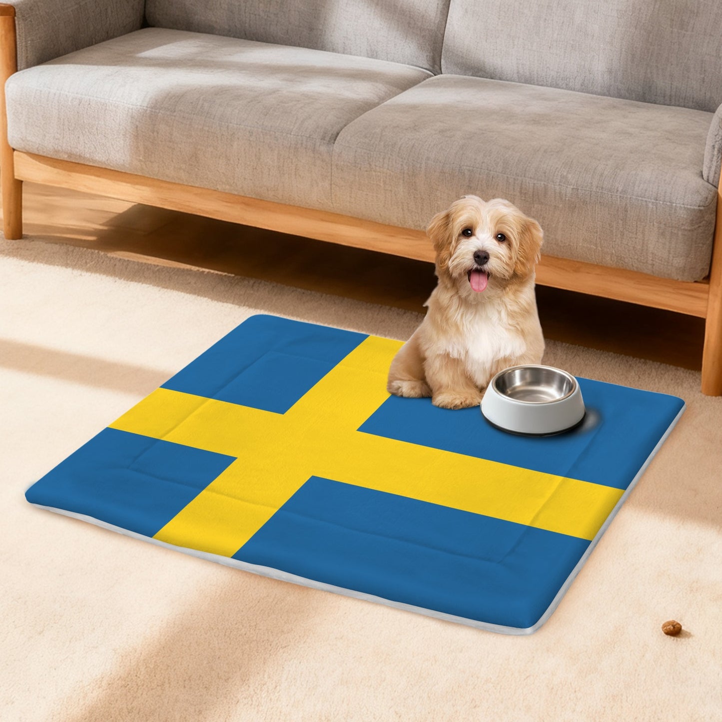 Sweden Flag Inspired Pet Mat 25x18inch (Made in the USA)