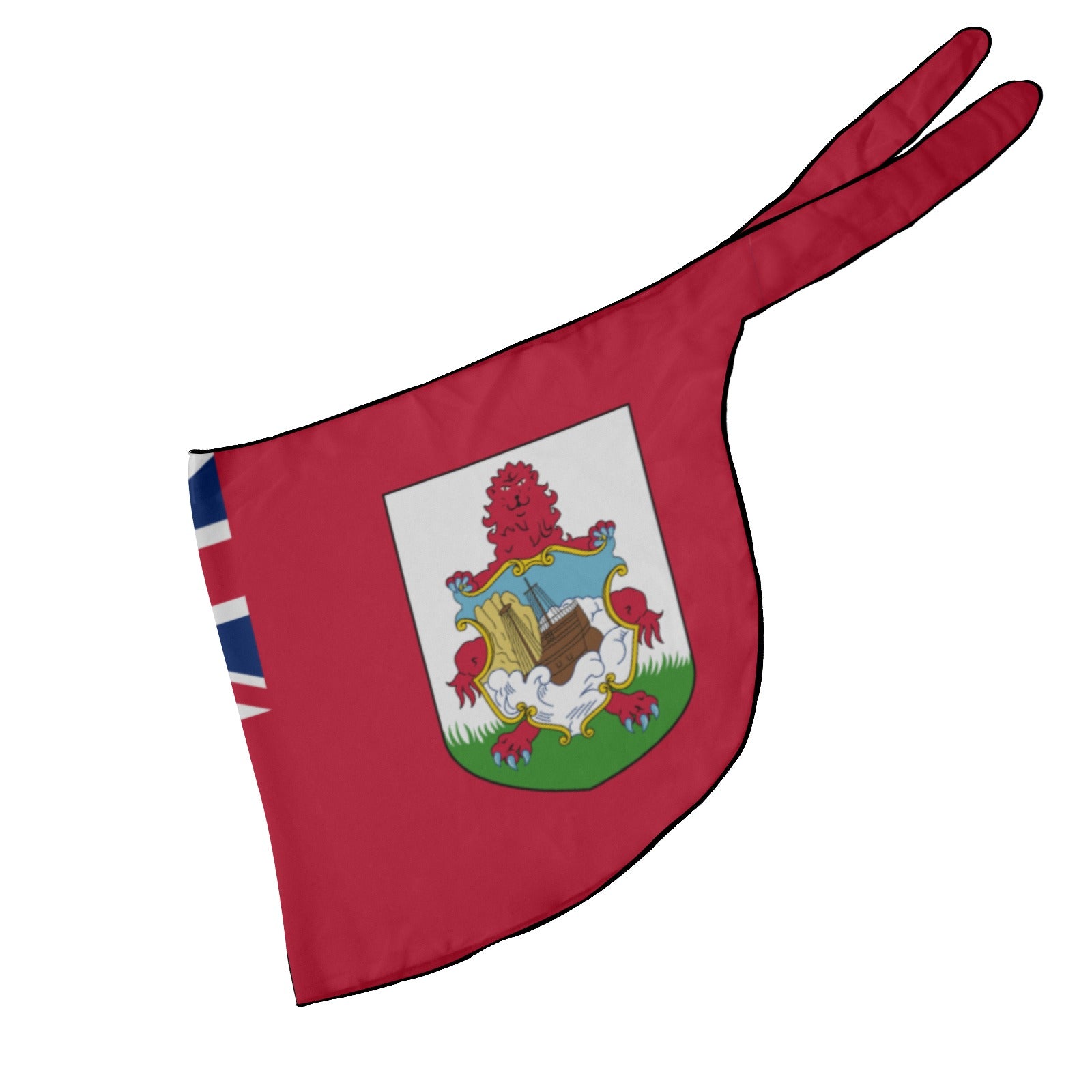 Red oven mitt featuring Bermuda flag; brand: Heros Gear.