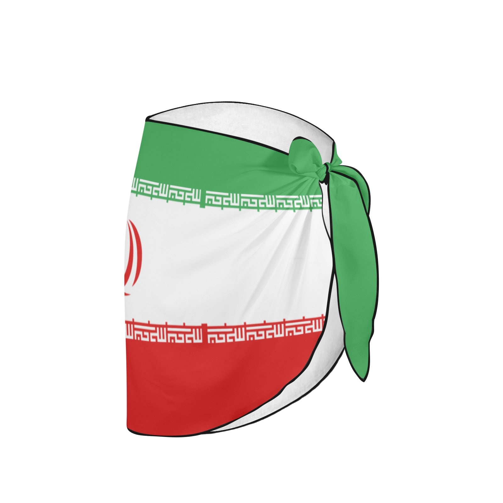 [Brand] sarong with Iranian flag design, green, white, red.