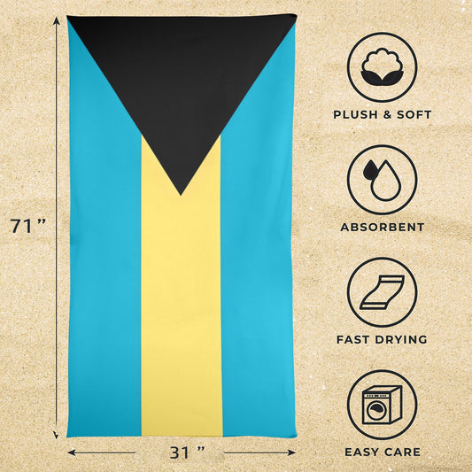 Bahamas Flag Beach Towel 31"x71" (Made in USA)