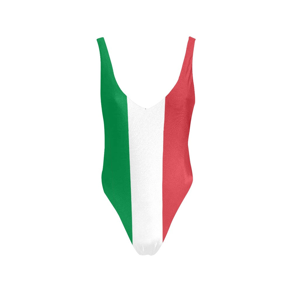 Italy Flag Inspired Women’s Backless One-Piece Swimsuit
