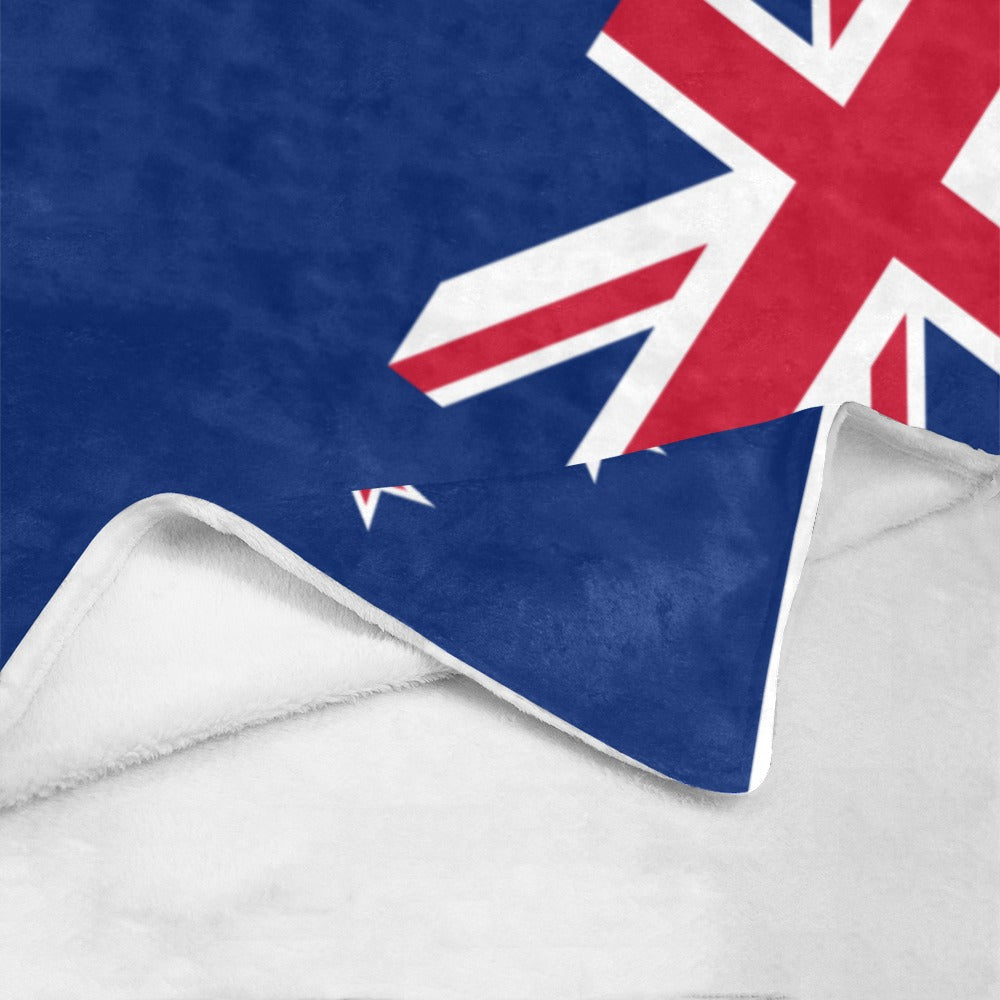 Soft fleece blanket featuring partial Australian flag design, [Luv My Flag].