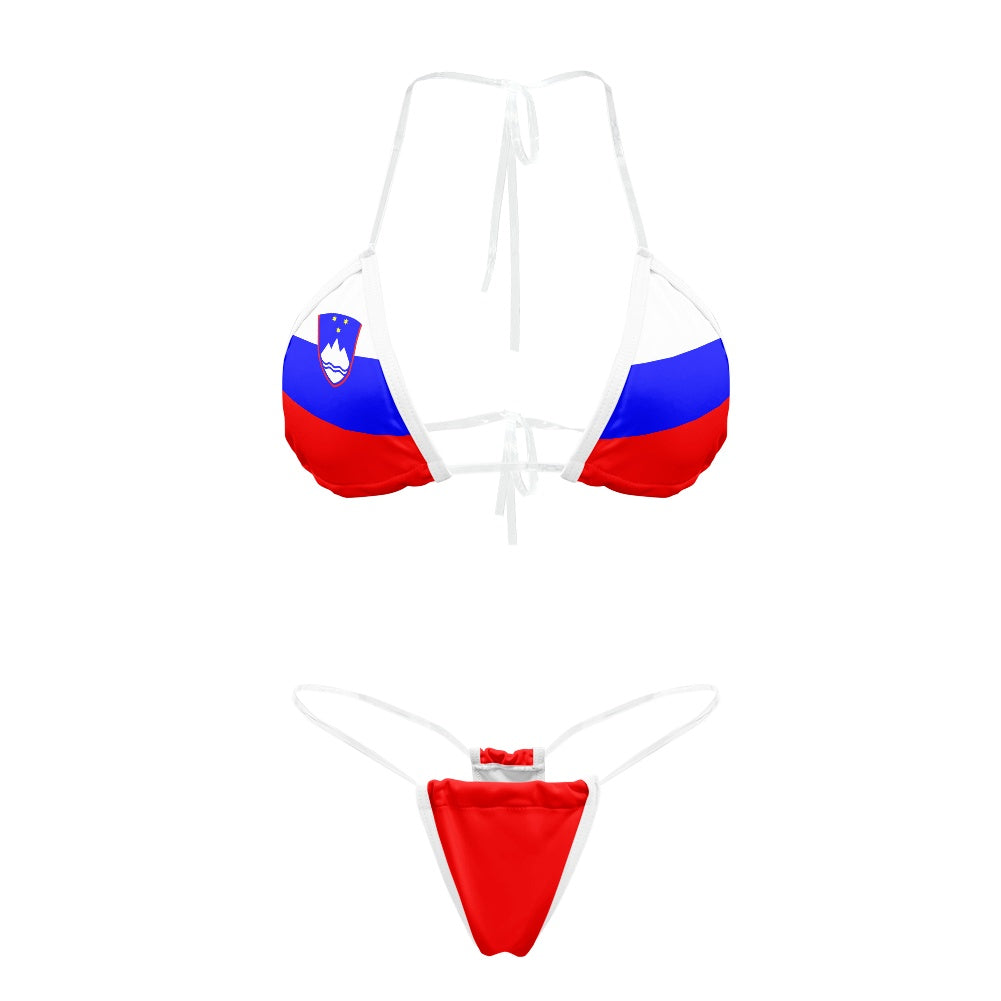 Slovenia Flag Inspired Transparent string bikini