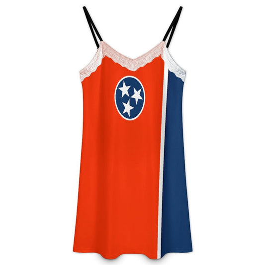 Tennessee Flag Inspired Lace Trim Camisole Nightgown