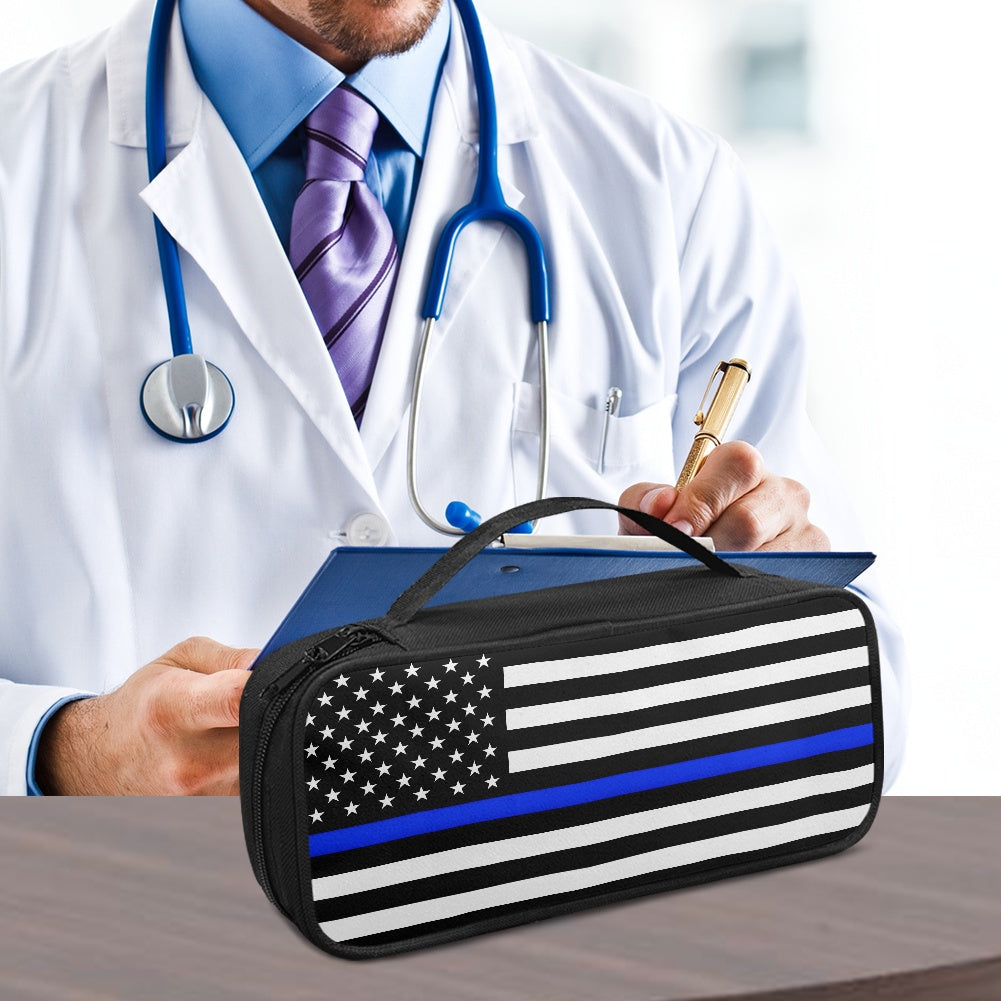 Thin Blue Line Flag Inspired Stethoscope Storage Bag
