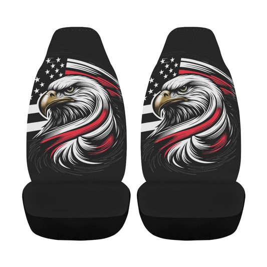 Thin Red Line Flag Eagle Car Seat Cover Airbag Compatible(Set of 2)