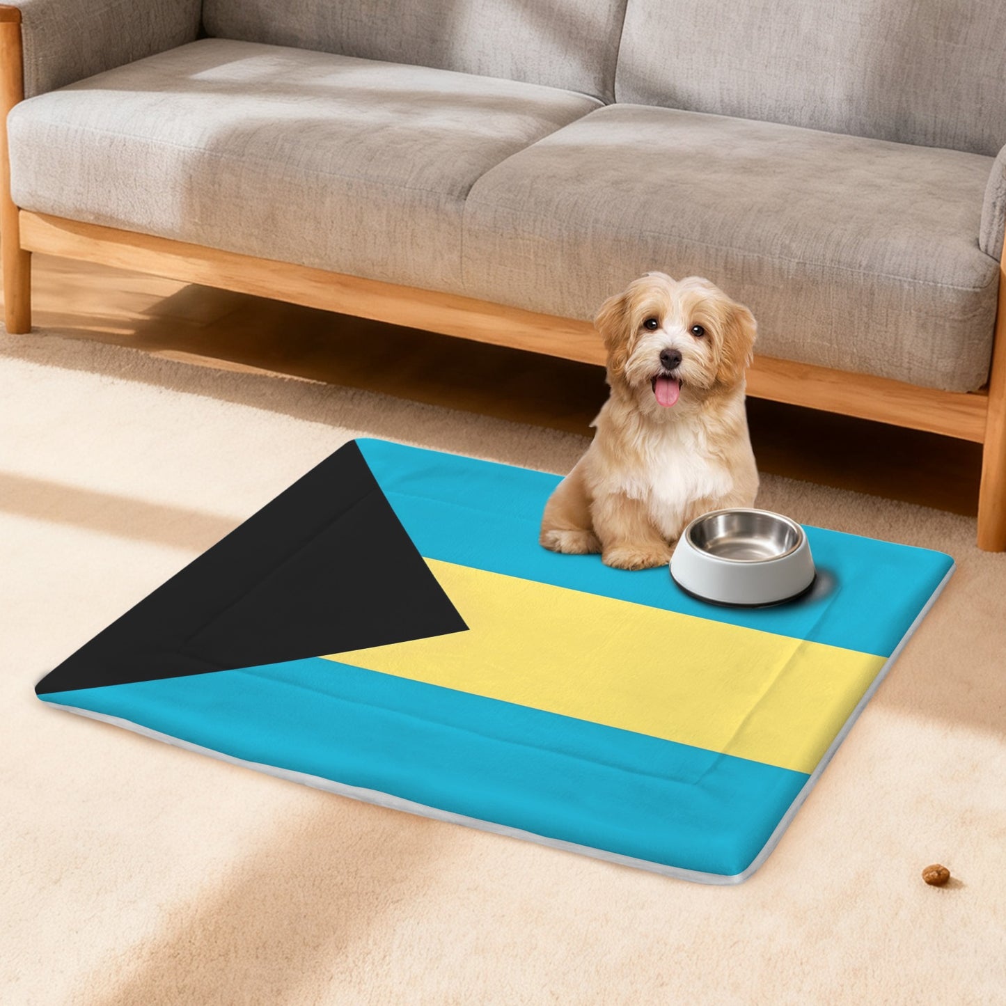 Bahamas Flag Inspired Pet Mat 25x18inch (Made in the USA)
