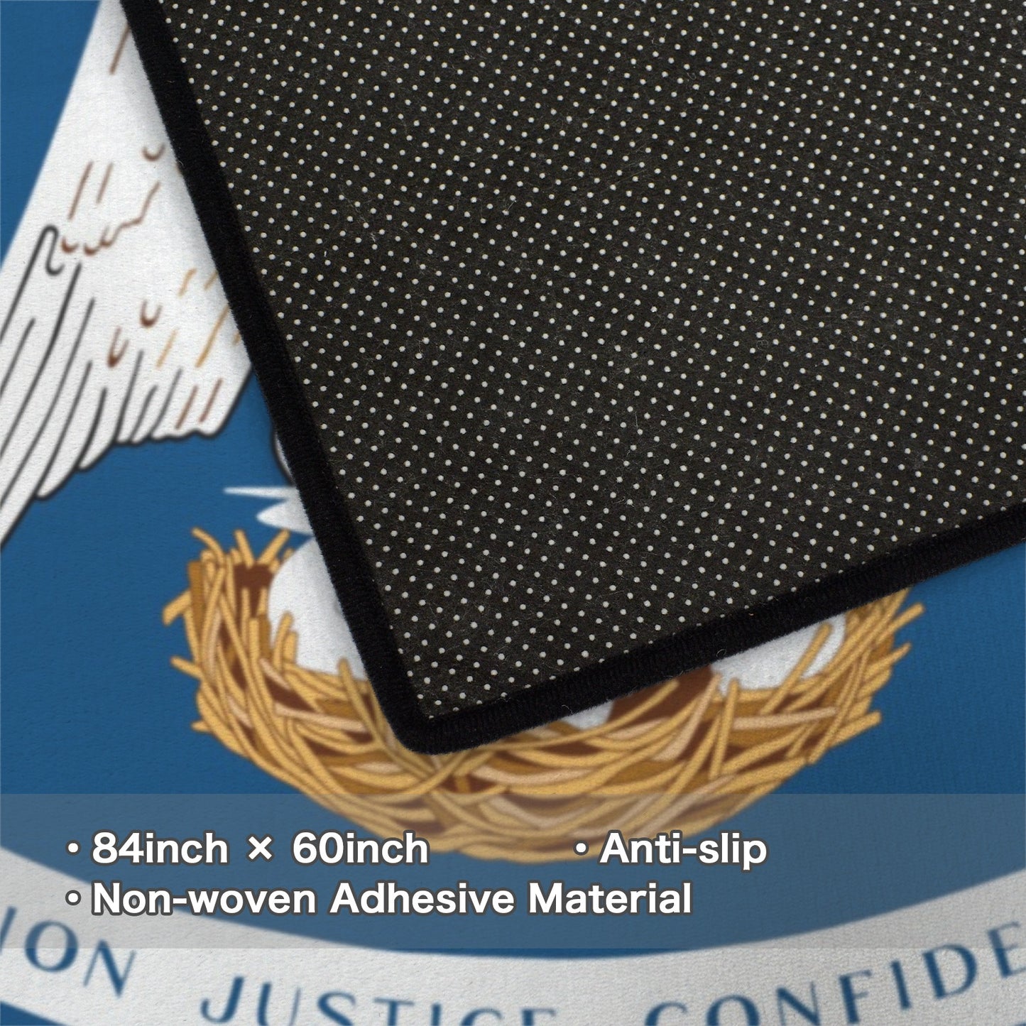 Louisiana Flag Inspired 84x60 Inch Area Rug with Black Binding (Made in the USA)