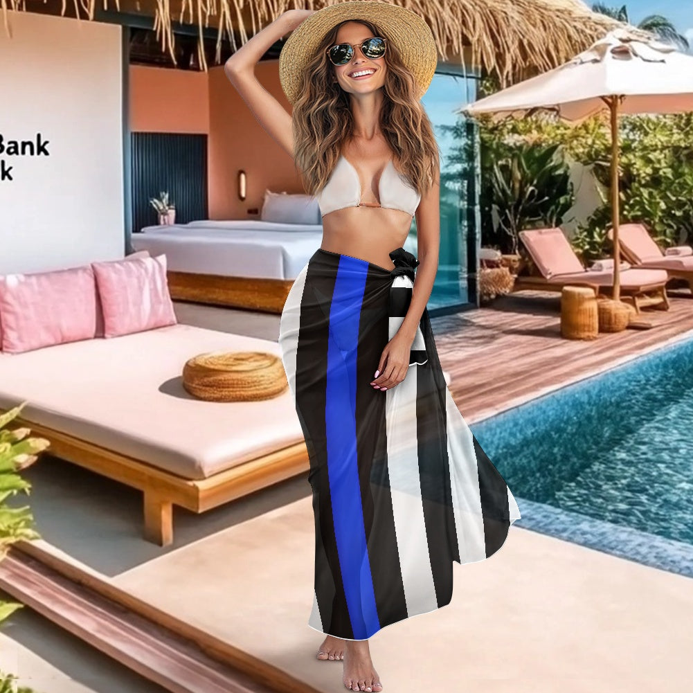 Thin Blue Line Flag Inspired Bikini Cover-Up Style-1