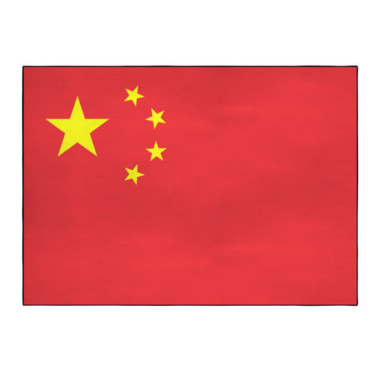 China Flag Inspired 84x60 Inch Area Rug with Black Binding (Made in the USA)