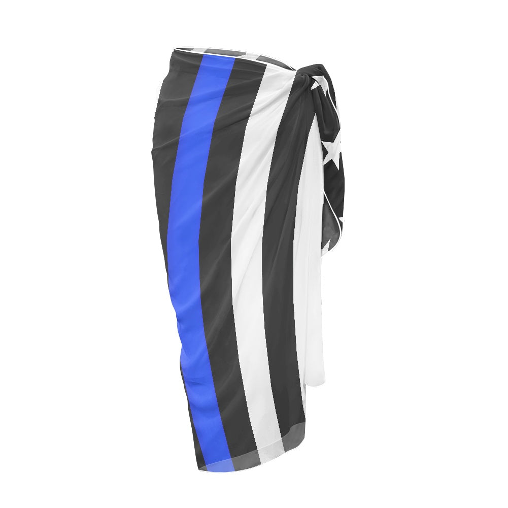 Thin Blue Line Flag Inspired Bikini Cover-Up Style-1